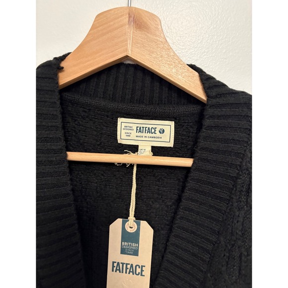 NWT Fatface Hannah Longline Knitted Cardigan – Black – Size US 6 - Picture 3 of 7